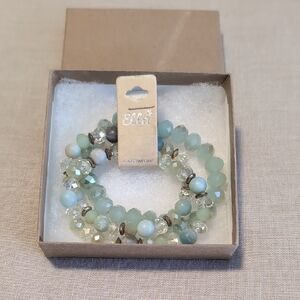 Ella Mint and Silver Beaded Bracelet Set